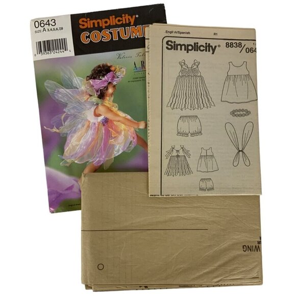 Simplicity 0643 Childs Fairy Costume Sewing Pattern Size A 3-8 Dress & Wings 199 - Picture 3 of 3